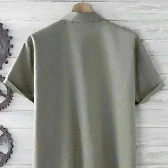 Grey Basic Men's Button Up Shirt - Picture 3 of 6